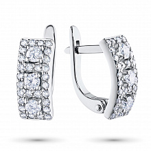 14K White Gold Earrings with 62 Round-Cut Lab-Created Diamonds 0.857 CT.TW