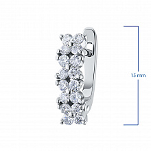 Sterling Silver Earrings with 32 Round-Cut Lab-Created Diamonds 0.934 CT.TW