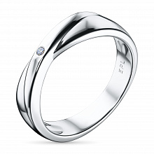 Sterling Silver Ring with 1 Round-Cut Lab-Created Diamond 0.016 CT.TW