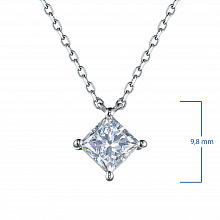 14K White Gold Necklace with 1 Princess-Cut Lab-Created Diamond 1.081 CT.TW