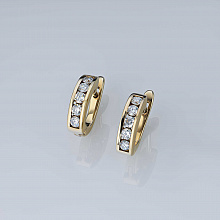 14K Yellow Gold Earrings with 10 Round-Cut Lab-Created Diamonds 0.429 CT.TW