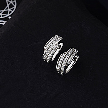 14K White Gold Earrings with 46 Round-Cut Lab-Created Diamonds 0.593 CT.TW
