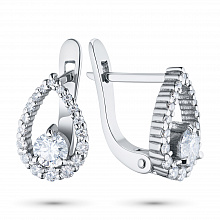 14K White Gold Earrings with 38 Round-Cut Lab-Created Diamonds 0.899 CT.TW
