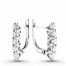 14K White Gold Earrings with 10 Round-Cut Lab-Created Diamonds 1.225 CT.TW