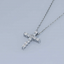 Sterling Silver Pendant with 11 Round-Cut Lab-Created Diamonds 0.438 CT.TW