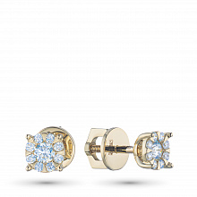 14K Yellow Gold Earring Studs with 18 Round-Cut Lab-Created Diamonds 0.387 CT.TW