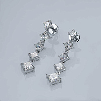 14K White Gold Earring Studs with 10 Princess-Cut Lab-Created Diamonds 5.086 CT.TW - изображение 4