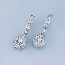 14K White Gold Earrings with 178 Round-Cut Lab-Created Diamonds 2.309 CT.TW