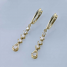 14K Yellow Gold Earrings with 10 Round-Cut Lab-Created Diamonds 1.244 CT.TW