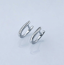 Sterling Silver Earrings with 18 Round-Cut Diamonds 0.108 CT.TW
