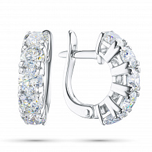 14K White Gold Earrings with 10 Round-Cut Lab-Created Diamonds 1.706 CT.TW