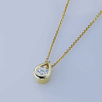 14K Yellow Gold Pendant with 1 Round-Cut Lab-Created Diamond 0.378 CT.TW - изображение 4