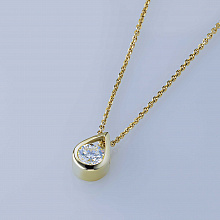 14K Yellow Gold Pendant with 1 Round-Cut Lab-Created Diamond 0.378 CT.TW