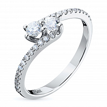 Sterling Silver Ring with 28 Round-Cut Lab-Created Diamonds 0.313 CT.TW