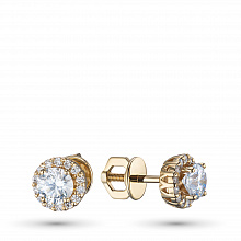 14K Yellow Gold Earring Studs with 30 Round-Cut Lab-Created Diamonds 1.321 CT.TW