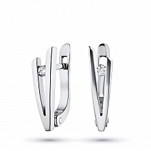 14K White Gold Earrings with 2 Round-Cut Lab-Created Diamonds 0.319 CT.TW