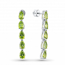 Sterling Silver Earring Studs with 10 Pear-Cut Chrysolites 9.293 CT.TW