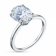 14K White Gold Ring with 1 Oval-Cut Lab-Created Diamond 1.01 CT.TW