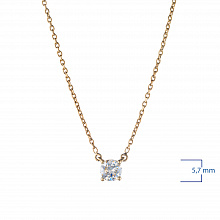 14K Yellow Gold Necklace with 1 Round-Cut Lab-Created Diamond 0.57 CT.TW