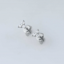 White Gold Earring Studs with 6 Round-Cut Diamonds 0.14 CT.TW