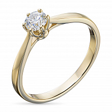 14K Yellow Gold Ring with 1 Round-Cut Lab-Created Diamond 0.344 CT.TW
