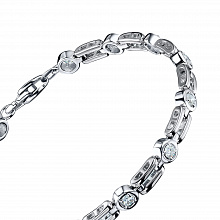 14K White Gold Bracelet with 15 Round-Cut Lab-Created Diamonds 1.101 CT.TW