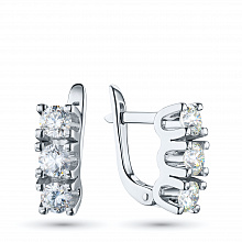 14K White Gold Earrings with 6 Round-Cut Lab-Created Diamonds 1.436 CT.TW