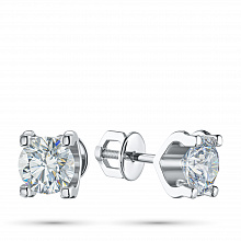14K White Gold Earring Studs with 2 Round-Cut Lab-Created Diamonds 1.081 CT.TW