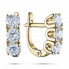 14K Yellow Gold Earrings with 6 Round-Cut Lab-Created Diamonds 2.088 CT.TW