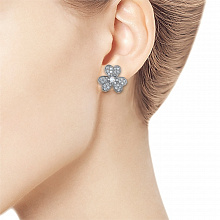 14K White Gold Earring Studs with 74 Round-Cut Lab-Created Diamonds 0.917 CT.TW
