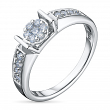 Sterling Silver Ring with 15 Round-Cut Lab-Created Diamonds 0.193 CT.TW