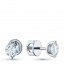 14K White Gold Earring Studs with 2 Round-Cut Lab-Created Diamonds 0.86 CT.TW