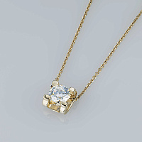 14K Yellow Gold Pendant with 1 Round-Cut Lab-Created Diamond 0.713 CT.TW - изображение 5