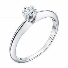 14K White Gold Ring with 1 Round-Cut Lab-Created Diamond 0.258 CT.TW