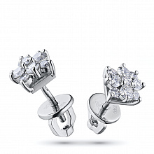 14K White Gold Earring Studs with 18 Round-Cut Lab-Created Diamonds 0.466 CT.TW