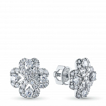 14K White Gold Earring Studs with 58 Round-Cut Lab-Created Diamonds 1.159 CT.TW