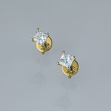 14K Yellow Gold Earring Studs with 2 Princess-Cut Lab-Created Diamonds 1.026 CT.TW