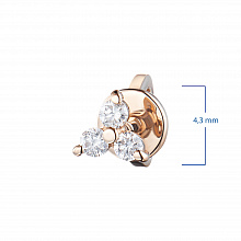 Rose Gold Earring Studs with 6 Round-Cut Diamonds 0.12 CT.TW