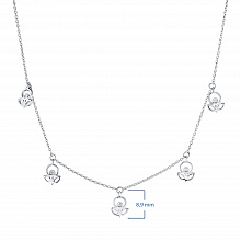 14K White Gold Necklace with 5 Round-Cut Lab-Created Diamonds 0.039 CT.TW