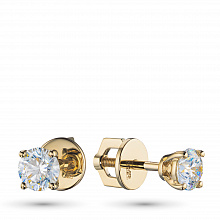 14K Yellow Gold Earring Studs with 2 Round-Cut Lab-Created Diamonds 0.657 CT.TW