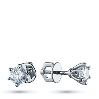 14K White Gold Earring Studs with 2 Round-Cut Lab-Created Diamonds 1.437 CT.TW - изображение 1