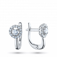 Sterling Silver Earrings with 28 Round-Cut Lab-Created Diamonds 0.494 CT.TW