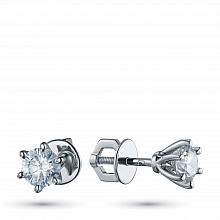 14K White Gold Earring Studs with 2 Round-Cut Lab-Created Diamonds 1.437 CT.TW