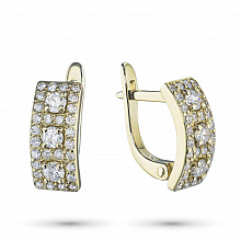 14K Yellow Gold Earrings with 62 Round-Cut Lab-Created Diamonds 0.742 CT.TW
