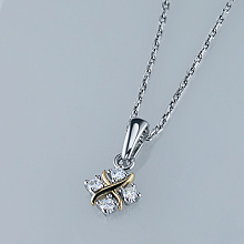 14K White and Yellow Gold Pendant with 4 Round-Cut Lab-Created Diamonds 0.143 CT.TW