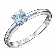 Sterling Silver Ring with 1 Round-Cut Topaz 0.559 CT.TW