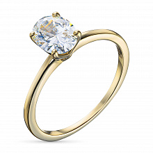 14K Yellow Gold Ring with 1 Oval-Cut Lab-Created Diamond 1.015 CT.TW