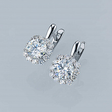 14K White Gold Earrings with 26 Round-Cut Lab-Created Diamonds 2.902 CT.TW