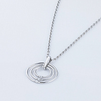 Sterling Silver Pendant with 3 Round-Cut Lab-Created Diamonds 0.017 CT.TW - изображение 4