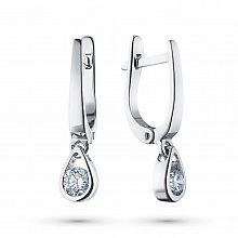 14K White Gold Earrings with 2 Round-Cut Lab-Created Diamonds 0.756 CT.TW